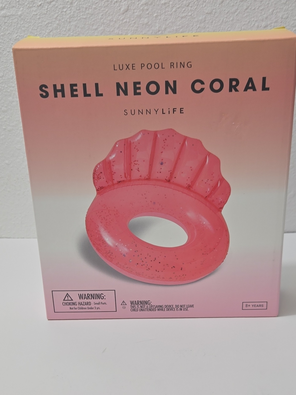 Sunnylife Shell Neon Coral Luxe Pool Ring - Coral Pink